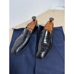 Prada Shoes Mens Size 6.5 Black Spazzolato Leather Loafer Dress Slip-On 2D1414